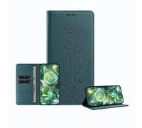 JZ Engraved Playful Cat Design Caso para OnePlus Nord CE 4 Lite 5G Case [Caso de Cartera de Cuero PU] [Bloqueo RFID] [Cierre magnético] [Carga inalámbrica Compatible] - Malachite Green