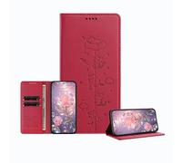 JZ Engraved Playful Cat Design Caso para Sony Xperia 5 Vi Case [Caso de Cartera de Cuero PU] [Bloqueo RFID] [Cierre magnético] [Carga inalámbrica Compatible] - Red