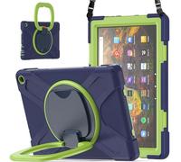 JZ Funda para Amazon Fire HD 10 & 10 Plus (11th Gen,2021), Resistente antigolpes Heavy Duty con Soporte Giratorio 360°, asa y Correa para Hombro - Nary Blue&Lime