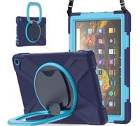 JZ Funda para Amazon Fire HD 10 & 10 Plus (11th Gen,2021), Resistente antigolpes Heavy Duty con Soporte Giratorio 360°, asa y Correa para Hombro - Nary Blue&Blue