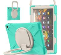 JZ Funda para Amazon Fire HD 10 & 10 Plus (11th Gen,2021), Resistente antigolpes Heavy Duty con Soporte Giratorio 360°, asa y Correa para Hombro - Mint Green