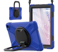JZ Funda para Amazon Fire HD 10 & 10 Plus (13th Gen,2023), Resistente antigolpes Heavy Duty con Soporte Giratorio 360°, asa y Correa para Hombro - Blue