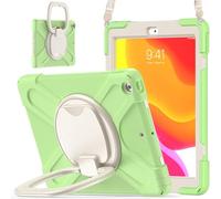 JZ Funda para iPad 10.2 in 2019 2020 2021 (7th,8th,9th), Resistente antigolpes Heavy Duty con Soporte Giratorio 360°, asa y Correa para Hombro - Matcha Green
