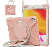JZ Funda para iPad 10.2 in 2019 2020 2021 (7th,8th,9th), Resistente antigolpes Heavy Duty con Soporte Giratorio 360°, asa y Correa para Hombro - Rose Gold