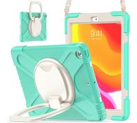JZ Funda para iPad 10.2 in 2019 2020 2021 (7th,8th,9th), Resistente antigolpes Heavy Duty con Soporte Giratorio 360°, asa y Correa para Hombro - Mint Green