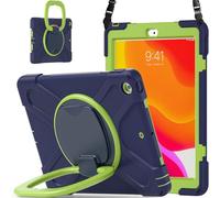 JZ Funda para iPad 10.2 in 2019 2020 2021 (7th,8th,9th), Resistente antigolpes Heavy Duty con Soporte Giratorio 360°, asa y Correa para Hombro - Nary Blue&Lime