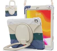 JZ Funda para iPad 5th/6th / Pro 9.7 / Air 2, Resistente antigolpes Heavy Duty con Soporte Giratorio 360°, asa y Correa para Hombro - Colourful Green