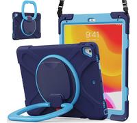 JZ Funda para iPad 5th/6th / Pro 9.7 / Air 2, Resistente antigolpes Heavy Duty con Soporte Giratorio 360°, asa y Correa para Hombro - Nary Blue&Blue