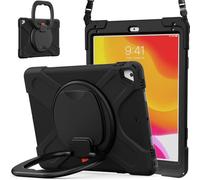JZ Funda para iPad 5th/6th / Pro 9.7 / Air 2, Resistente antigolpes Heavy Duty con Soporte Giratorio 360°, asa y Correa para Hombro - Black