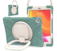 JZ Funda para iPad 5th/6th / Pro 9.7 / Air 2, Resistente antigolpes Heavy Duty con Soporte Giratorio 360°, asa y Correa para Hombro - Emerald Green