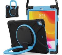 JZ Funda para iPad 5th/6th / Pro 9.7 / Air 2, Resistente antigolpes Heavy Duty con Soporte Giratorio 360°, asa y Correa para Hombro - Black&Blue