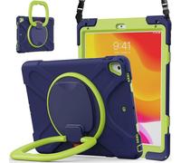 JZ Funda para iPad 5th/6th / Pro 9.7 / Air 2, Resistente antigolpes Heavy Duty con Soporte Giratorio 360°, asa y Correa para Hombro - Nary Blue&Lime
