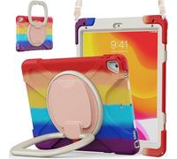 JZ Funda para iPad 5th/6th / Pro 9.7 / Air 2, Resistente antigolpes Heavy Duty con Soporte Giratorio 360°, asa y Correa para Hombro - Colourful Red