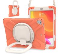 JZ Funda para iPad 5th/6th / Pro 9.7 / Air 2, Resistente antigolpes Heavy Duty con Soporte Giratorio 360°, asa y Correa para Hombro - Coral Orange