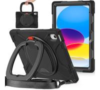 JZ Funda para iPad (A16) 11th/10th Gen 2025/2022, Resistente antigolpes Heavy Duty con Soporte Giratorio 360°, asa y Correa para Hombro - Black
