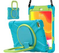 JZ Funda para iPad Mini 4/5, Resistente antigolpes Heavy Duty con Soporte Giratorio 360°, asa y Correa para Hombro - Light Blue&Lime