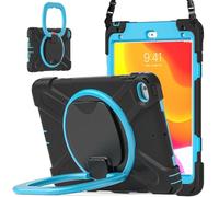 JZ Funda para iPad Mini 4/5, Resistente antigolpes Heavy Duty con Soporte Giratorio 360°, asa y Correa para Hombro - Black&Blue
