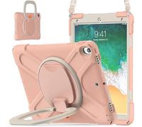 JZ Funda para iPad Pro 10.5 Inch/Air 3rd Gen, Resistente antigolpes Heavy Duty con Soporte Giratorio 360°, asa y Correa para Hombro - Rose Pink