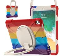 JZ Funda para iPad Pro 10.5 Inch/Air 3rd Gen, Resistente antigolpes Heavy Duty con Soporte Giratorio 360°, asa y Correa para Hombro - Colourful Red