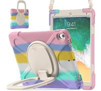 JZ Funda para iPad Pro 10.5 Inch/Air 3rd Gen, Resistente antigolpes Heavy Duty con Soporte Giratorio 360°, asa y Correa para Hombro - Colourful Pink