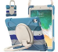 JZ Funda para iPad Pro 10.5 Inch/Air 3rd Gen, Resistente antigolpes Heavy Duty con Soporte Giratorio 360°, asa y Correa para Hombro - Colourful Blue