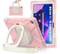 JZ Funda para Lenovo Tab M10 (3rd Gen) 10.1 Inch, Resistente antigolpes Heavy Duty con Soporte Giratorio 360°, asa y Correa para Hombro - Pink