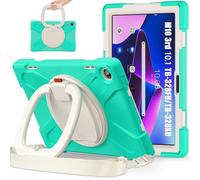 JZ Funda para Lenovo Tab M10 (3rd Gen) 10.1 Inch, Resistente antigolpes Heavy Duty con Soporte Giratorio 360°, asa y Correa para Hombro - Mint Green