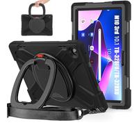 JZ Funda para Lenovo Tab M10 (3rd Gen) 10.1 Inch, Resistente antigolpes Heavy Duty con Soporte Giratorio 360°, asa y Correa para Hombro - Black