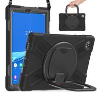 JZ Funda para Lenovo Tab M10 HD (2nd Gen) 10.1 Inch TB-X306, Resistente antigolpes Heavy Duty con Soporte Giratorio 360°, asa y Correa para Hombro - Black