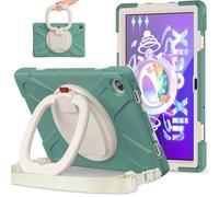 JZ Funda para Lenovo Tab M10 Plus (3rd Gen) 10.6 Inch, Resistente antigolpes Heavy Duty con Soporte Giratorio 360°, asa y Correa para Hombro - Emerald Green