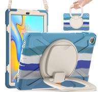 JZ Funda para Samsung Galaxy Tab A (10.1 Inch) 2019 T510/T515, Resistente antigolpes Heavy Duty con Soporte Giratorio 360°, asa y Correa para Hombro - Colourful Blue