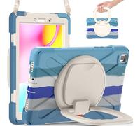 JZ Funda para Samsung Galaxy Tab A (8.0 Inch) 2019 T290/T295, Resistente antigolpes Heavy Duty con Soporte Giratorio 360°, asa y Correa para Hombro - Colourful Blue