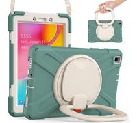 JZ Funda para Samsung Galaxy Tab A (8.0 Inch) 2019 T290/T295, Resistente antigolpes Heavy Duty con Soporte Giratorio 360°, asa y Correa para Hombro - Emerald Green
