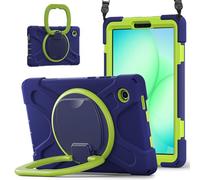 JZ Funda para Samsung Galaxy Tab A11 8.7", Resistente antigolpes Heavy Duty con Soporte Giratorio 360°, asa y Correa para Hombro - Nary Blue&Lime