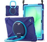 JZ Funda para Samsung Galaxy Tab A11+ Plus 11", Resistente antigolpes Heavy Duty con Soporte Giratorio 360°, asa y Correa para Hombro - Nary Blue&Blue