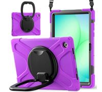 JZ Funda para Samsung Galaxy Tab A11+ Plus 11", Resistente antigolpes Heavy Duty con Soporte Giratorio 360°, asa y Correa para Hombro - Purple