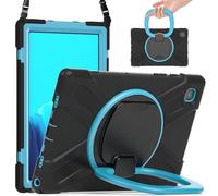 JZ Funda para Samsung Galaxy Tab A7 (10.4 Inch), Resistente antigolpes Heavy Duty con Soporte Giratorio 360°, asa y Correa para Hombro - Black&Blue