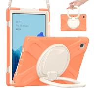 JZ Funda para Samsung Galaxy Tab A7 (10.4 Inch), Resistente antigolpes Heavy Duty con Soporte Giratorio 360°, asa y Correa para Hombro - Coral Orange