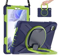 JZ Funda para Samsung Galaxy Tab A7 Lite (8.7 Inch), Resistente antigolpes Heavy Duty con Soporte Giratorio 360°, asa y Correa para Hombro - Nary Blue&Lime
