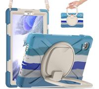 JZ Funda para Samsung Galaxy Tab A7 Lite (8.7 Inch), Resistente antigolpes Heavy Duty con Soporte Giratorio 360°, asa y Correa para Hombro - Colourful Blue