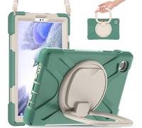 JZ Funda para Samsung Galaxy Tab A7 Lite (8.7 Inch), Resistente antigolpes Heavy Duty con Soporte Giratorio 360°, asa y Correa para Hombro - Emerald Green
