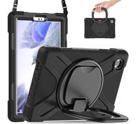 JZ Funda para Samsung Galaxy Tab A7 Lite (8.7 Inch), Resistente antigolpes Heavy Duty con Soporte Giratorio 360°, asa y Correa para Hombro - Black