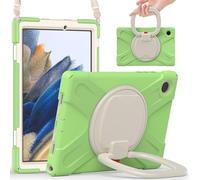 JZ Funda para Samsung Galaxy Tab A8 (10.5 Inch), Resistente antigolpes Heavy Duty con Soporte Giratorio 360°, asa y Correa para Hombro - Matcha Green