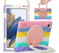 JZ Funda para Samsung Galaxy Tab A8 (10.5 Inch), Resistente antigolpes Heavy Duty con Soporte Giratorio 360°, asa y Correa para Hombro - Colourful Pink