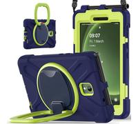 JZ Funda para Samsung Galaxy Tab Active5 / Active3, Resistente antigolpes Heavy Duty con Soporte Giratorio 360°, asa y Correa para Hombro - Nary Blue&Lime
