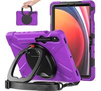 JZ Funda para Samsung Galaxy Tab S10 Lite / S10 FE / S9 FE / S9 / S8 / S7 (11 Inch), Resistente antigolpes Heavy Duty con Soporte Giratorio 360°, asa y Correa para Hombro - Purple