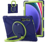 JZ Funda para Samsung Galaxy Tab S10/S9/S8 Ultra 14.6 Inch, Resistente antigolpes Heavy Duty con Soporte Giratorio 360°, asa y Correa para Hombro - Nary Blue&Lime