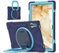 JZ Funda para Samsung Galaxy Tab S10+ / S9FE+ / S9+ / S8+ / S7+ / S7 FE (12.4 Inch), Resistente antigolpes Heavy Duty con Soporte Giratorio 360°, asa y Correa para Hombro - Nary Blue&Blue