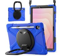 JZ Funda para Samsung Galaxy Tab S11, Resistente antigolpes Heavy Duty con Soporte Giratorio 360°, asa y Correa para Hombro - Blue