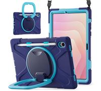 JZ Funda para Samsung Galaxy Tab S11, Resistente antigolpes Heavy Duty con Soporte Giratorio 360°, asa y Correa para Hombro - Nary Blue